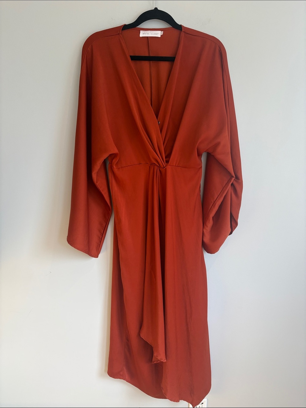 White Closet Rust Orange Kimono Sleeve Midi Dress | size S/M